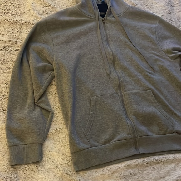 Grey Hoodie Sweatshirt Zipper Large - Picture 3 of 6